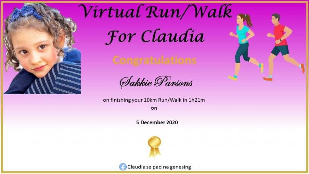 Virtual Run/Walk for Claudia